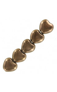 Czech Hearts beads 6mm Jet bronze 23980/14415